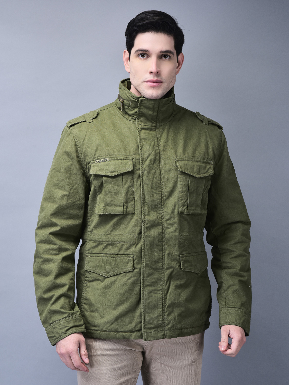 Image of WOODLAND Full Sleeve Solid Men Jacket