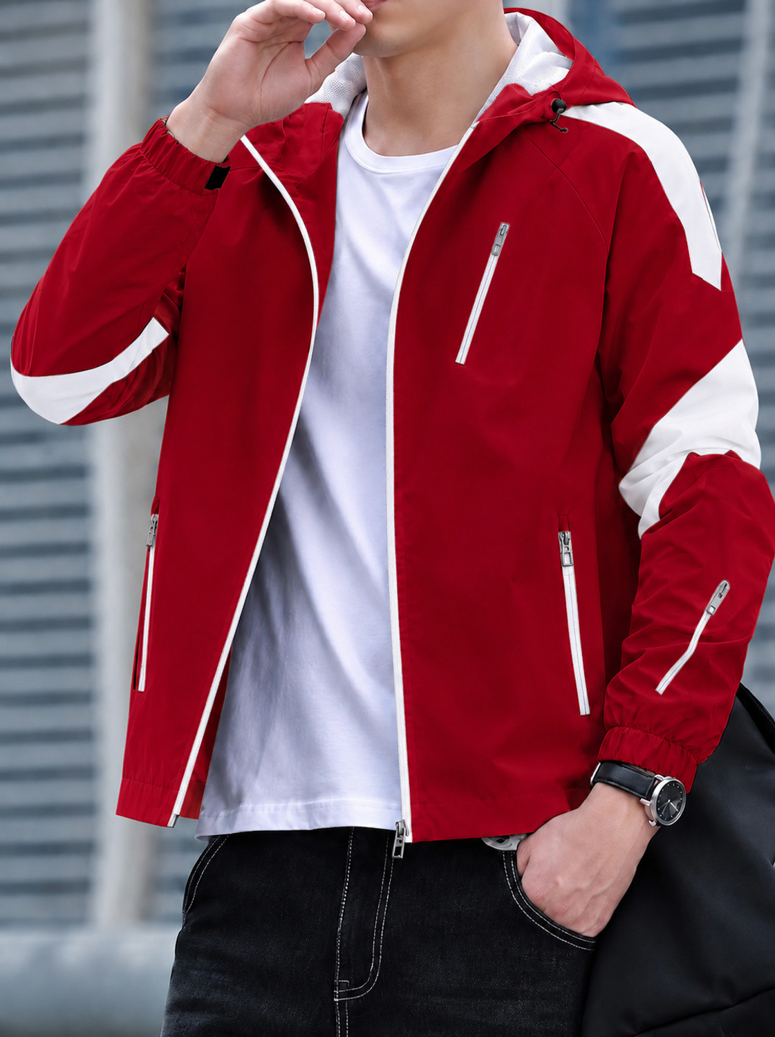 Image of Plus91 Full Sleeve Colorblock Men Jacket