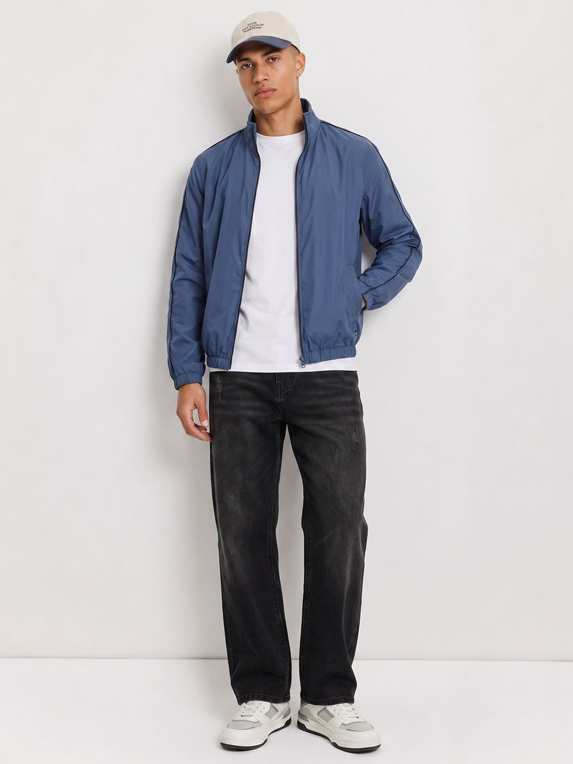 Image of Roadster Men Striped Bomber Jacket