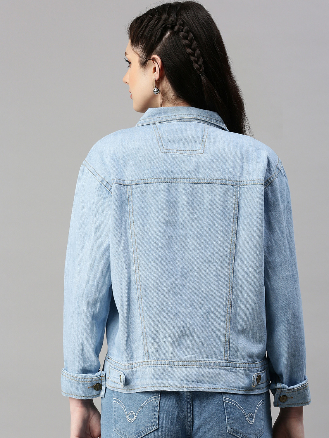 Image of VOGATI Full Sleeve Solid Women Denim Jacket
