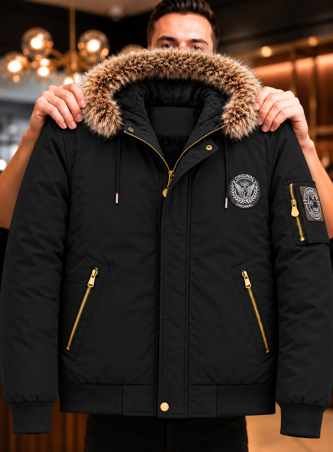 Image of Plus91 Men Printed Puffer Jacket