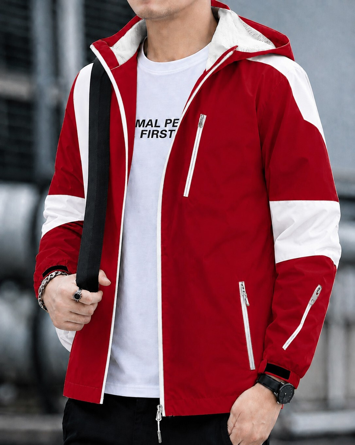 Image of Plus91 Full Sleeve Colorblock Men Jacket
