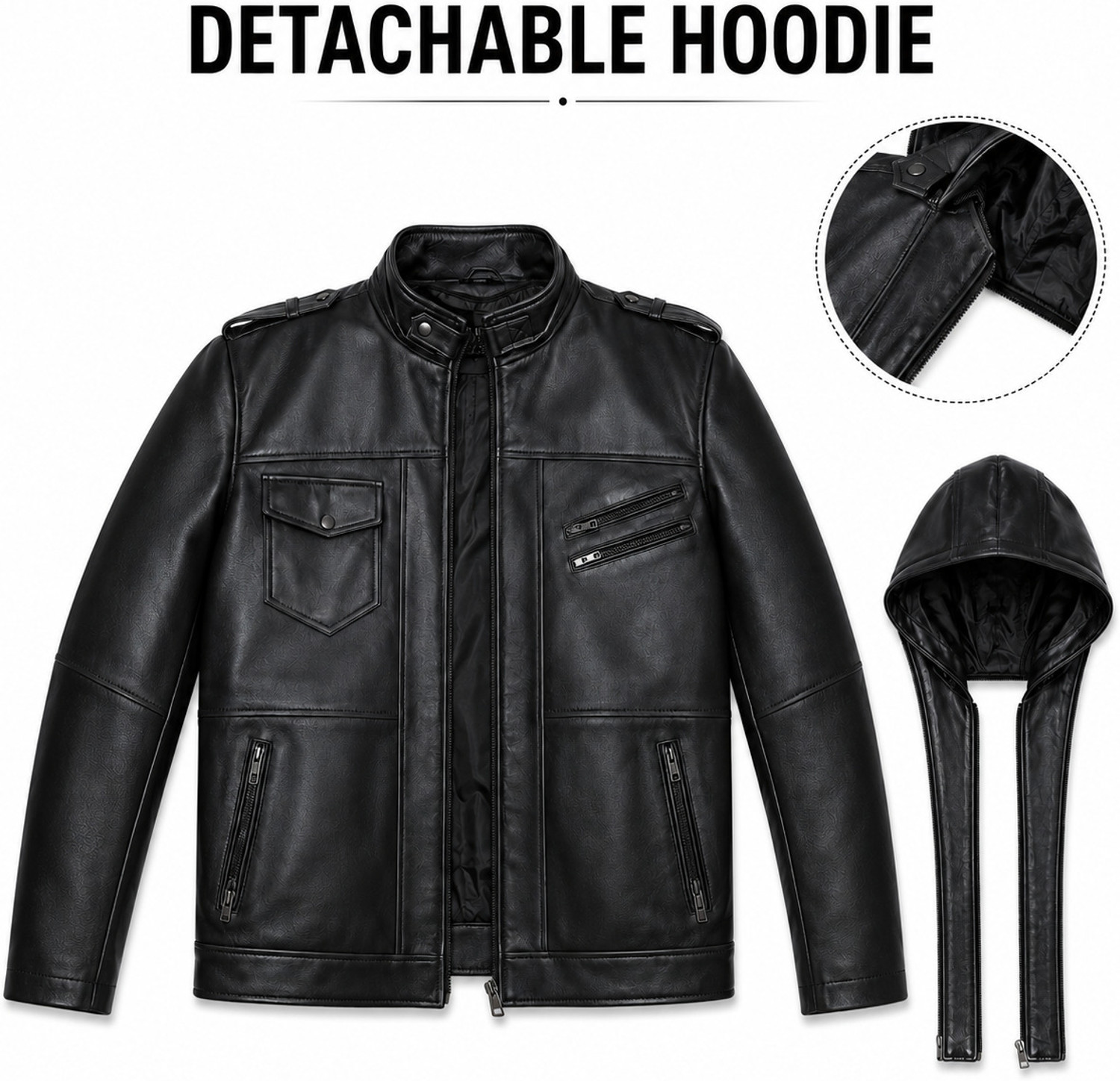 Image of TAJLEATHER Full Sleeve Self Design Men Jacket