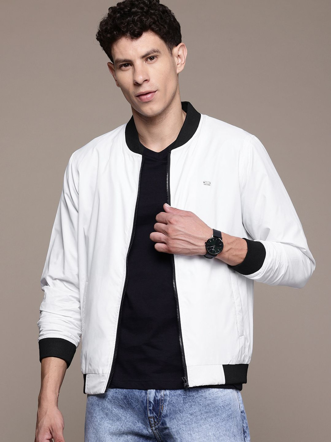 Image of Roadster Full Sleeve Solid Men Bomber Jacket