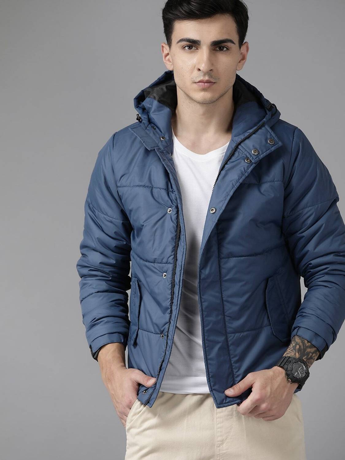 Roadster Men Solid Padded Jacket - Image 1