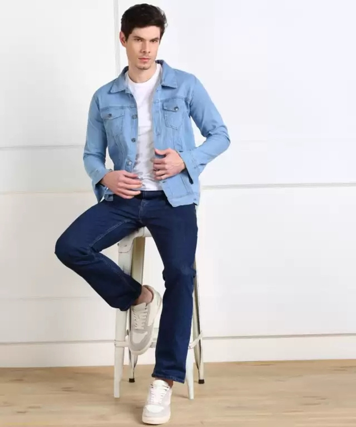 Image of Linaria Full Sleeve Solid Men Denim Jacket