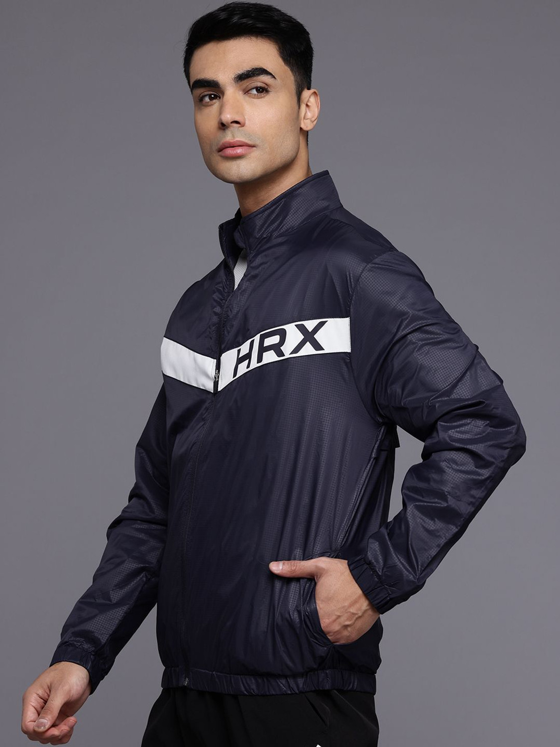 Image of HRX by Hrithik Roshan Full Sleeve Striped Men Jacket