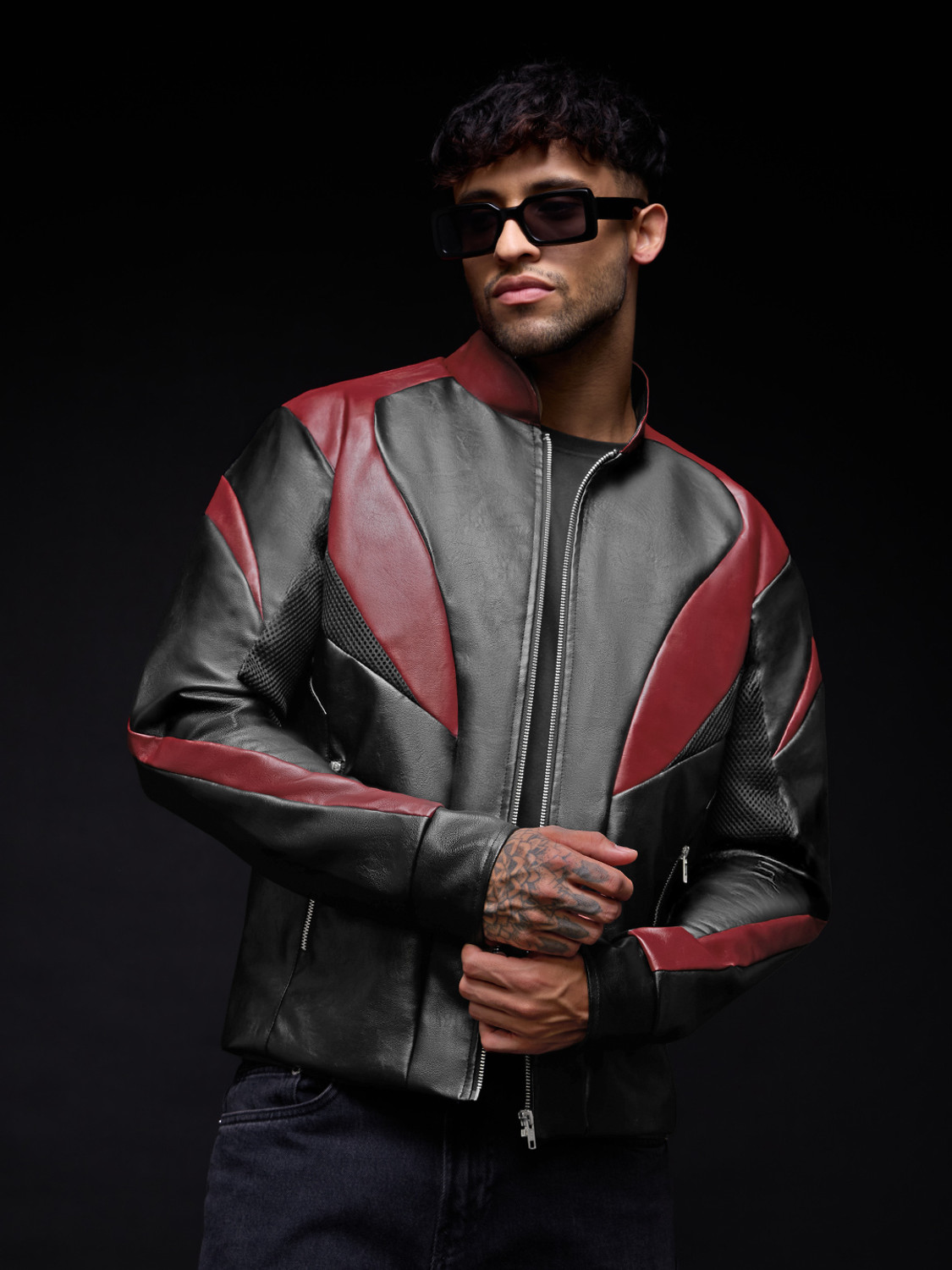 Image of The Souled Store Full Sleeve Self Design Men Jacket