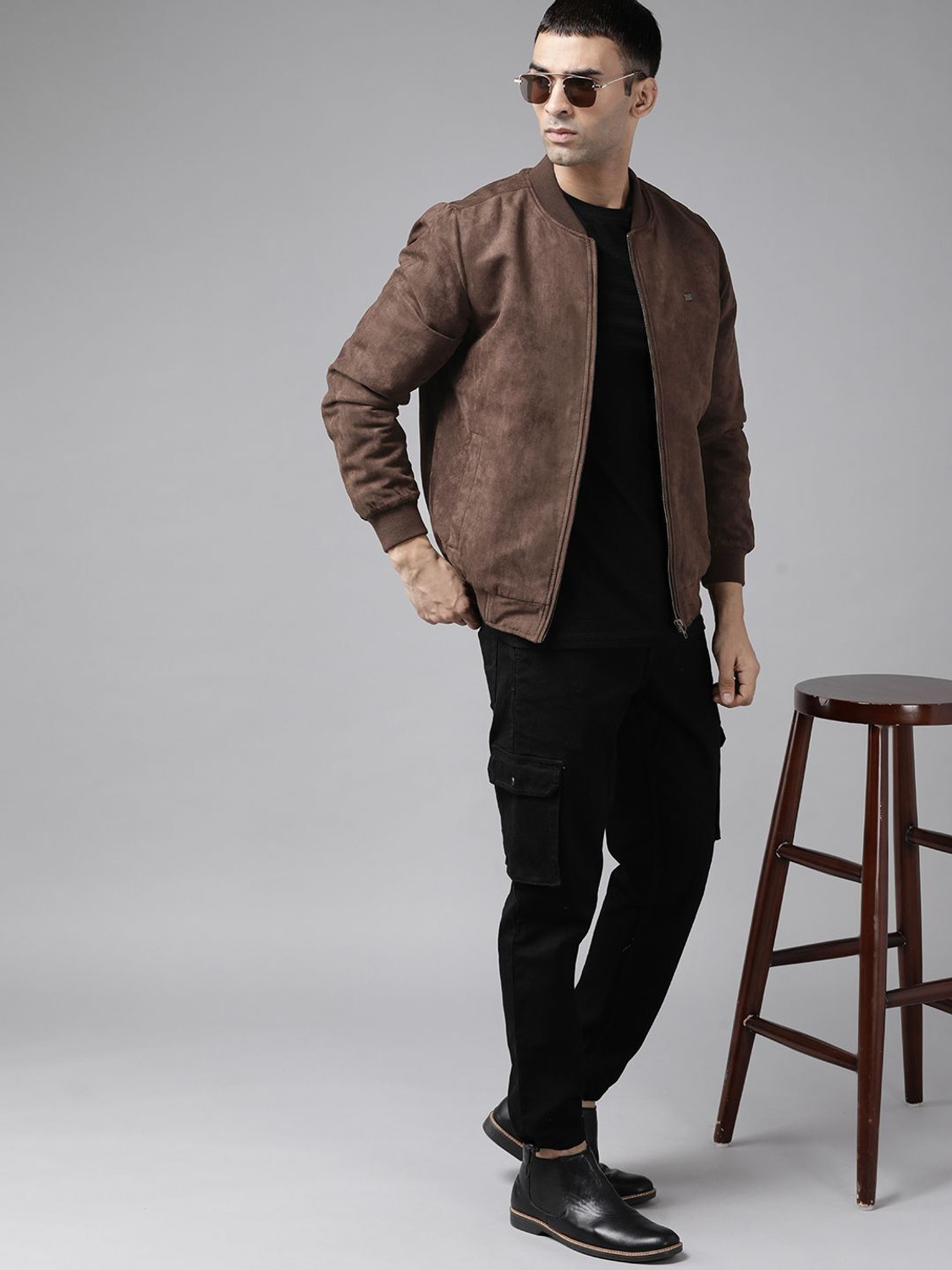 Image of Roadster Full Sleeve Solid Men Bomber Jacket