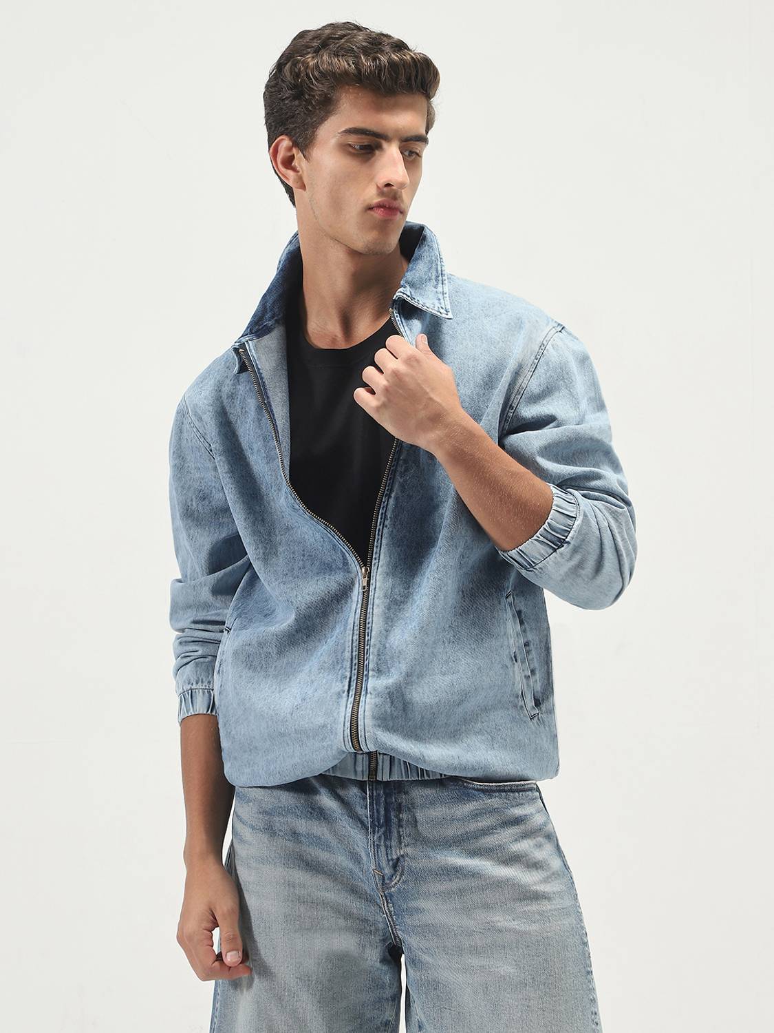 Urbano Full Sleeve Washed Men Denim Jacket Blue - Image 1