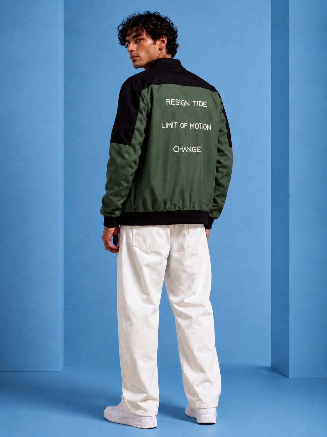 LIZBEE Men Colorblock Bomber Jacket - Image 2