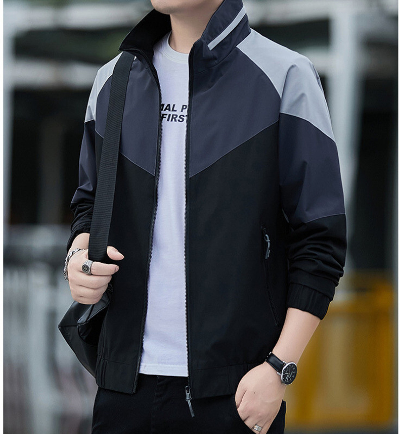 Image of Mia Fashion Men Solid Quilted Jacket
