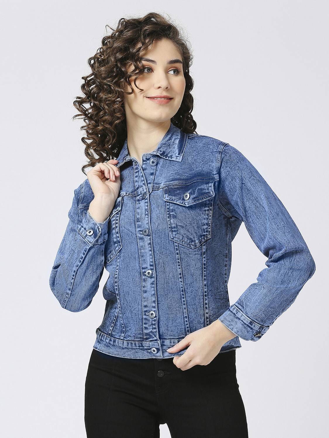 CEFALU Full Sleeve Washed Women Denim Jacket
