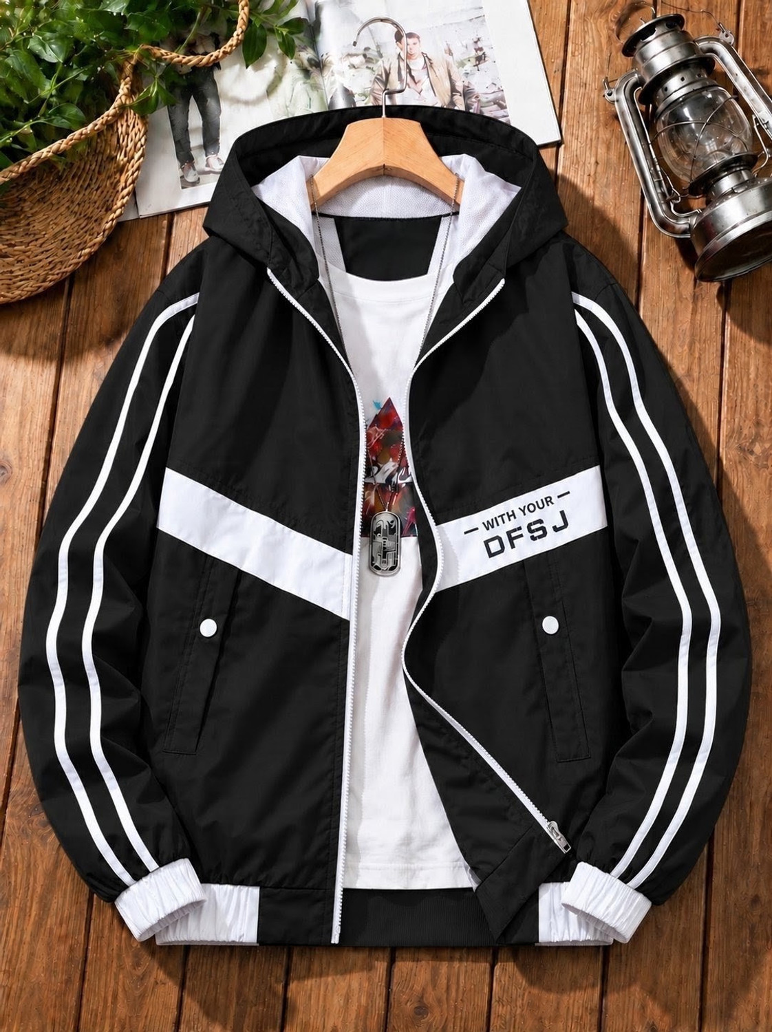 Image of Plus91 Full Sleeve Striped Men Jacket