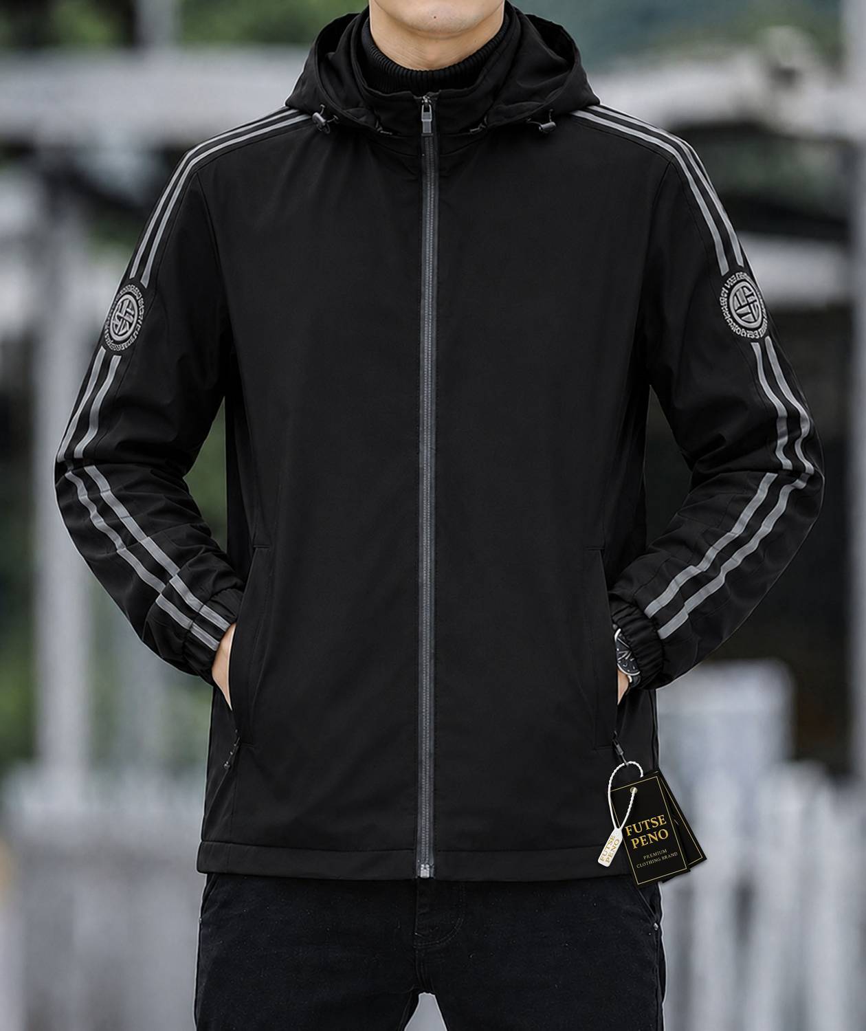 FUTSE PENO Full Sleeve Striped Men Jacket - Image 1