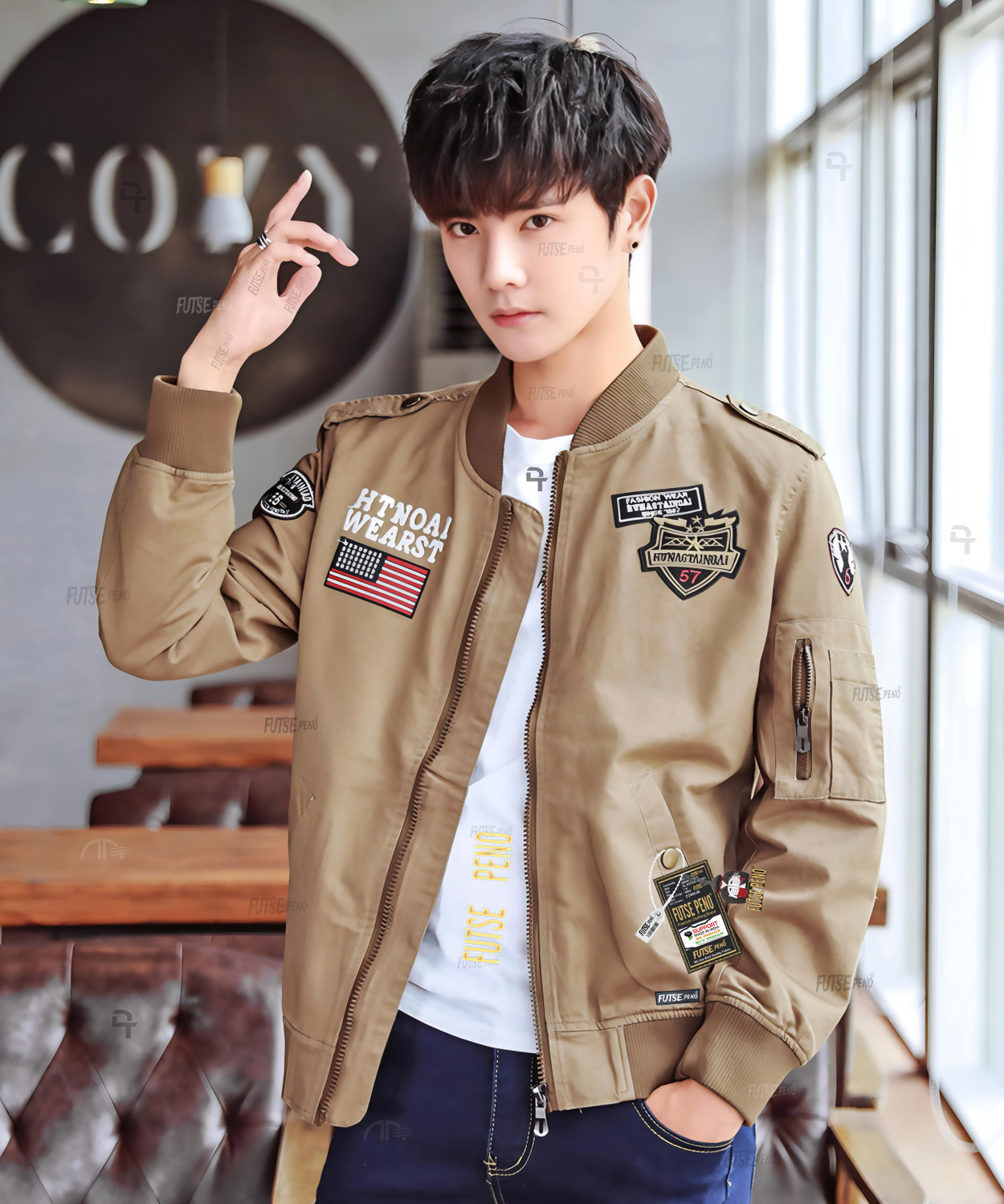 Image of FUTSE PENO Full Sleeve Solid, Applique Men Jacket