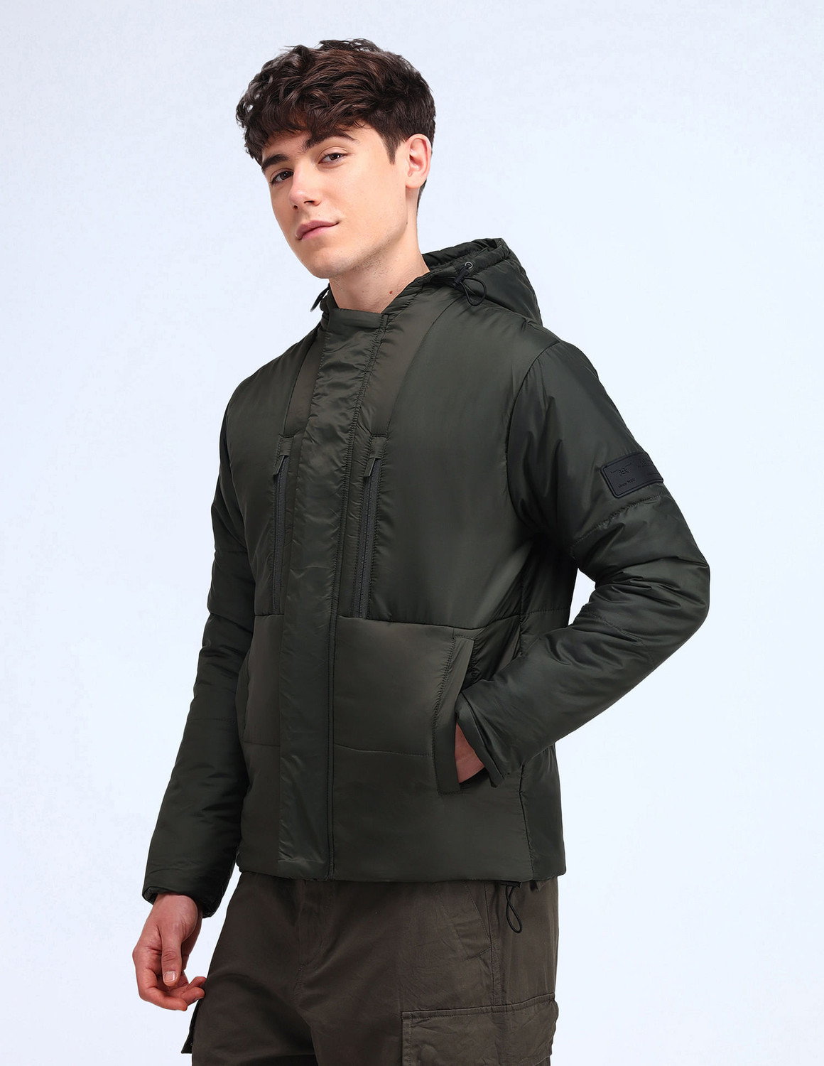 Image of FLYING MACHINE Men Solid Puffer Jacket
