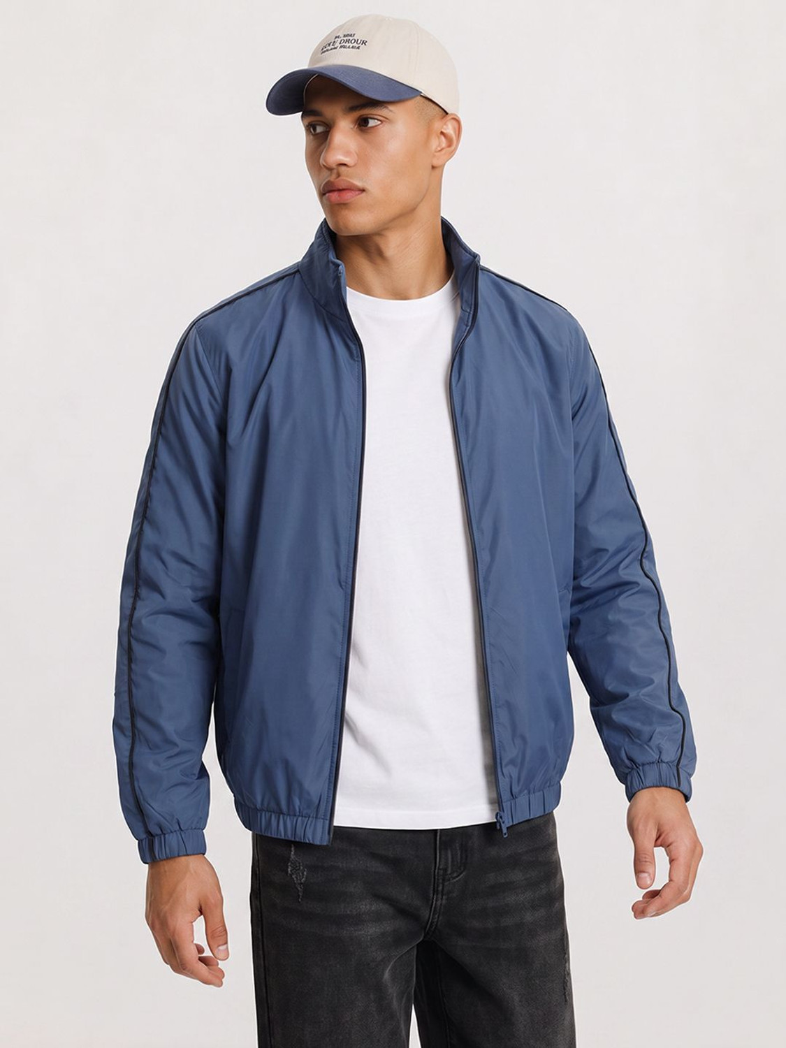 Image of Roadster Men Striped Bomber Jacket