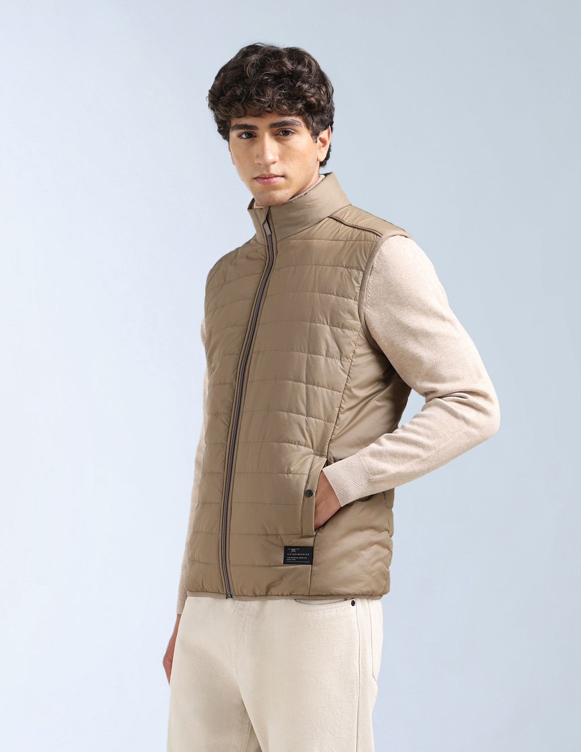 Image of FLYING MACHINE Men Solid Puffer Jacket