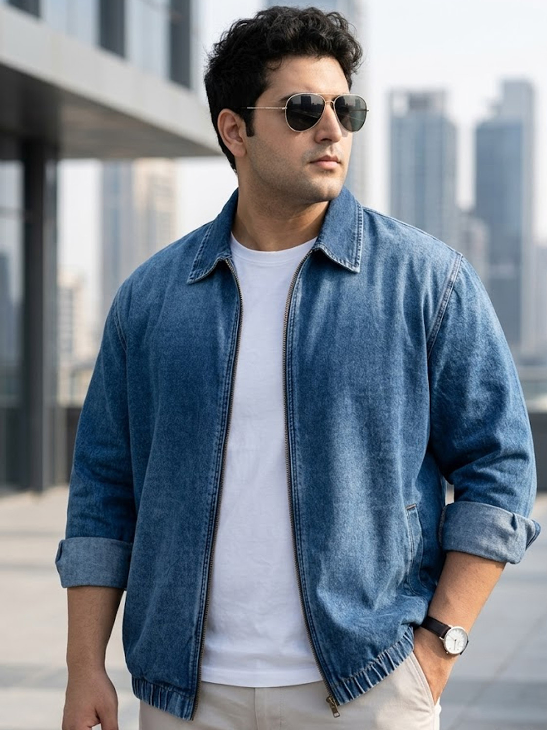 Urbano Plus Full Sleeve Washed, Solid Men Denim Jacket