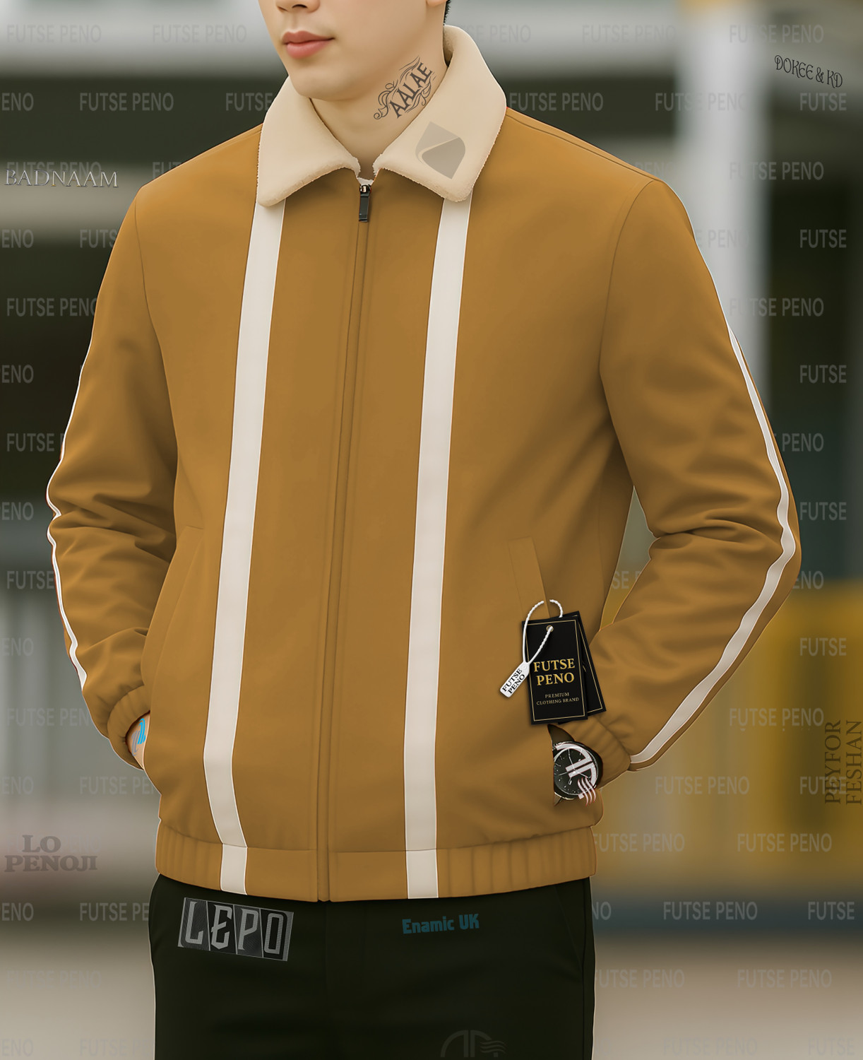 Image of FUTSE PENO Full Sleeve Striped Men & Women Jacket