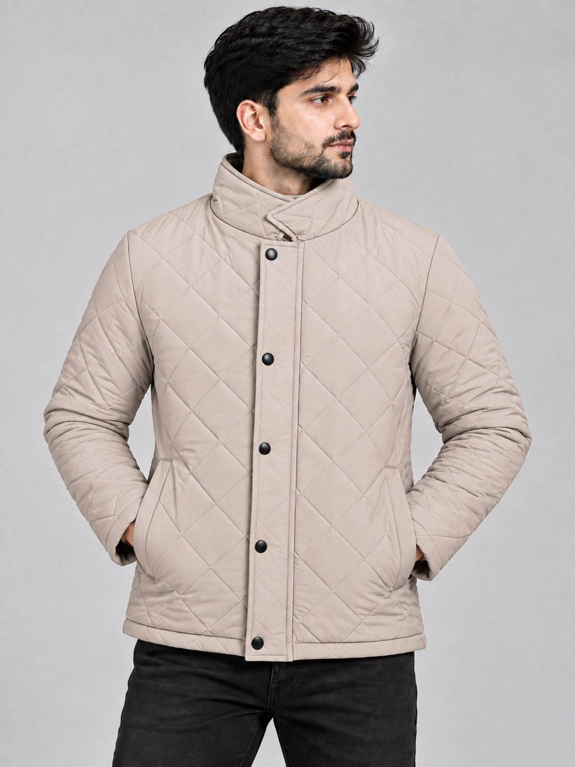 Image of Prink Men Checkered Quilted Jacket
