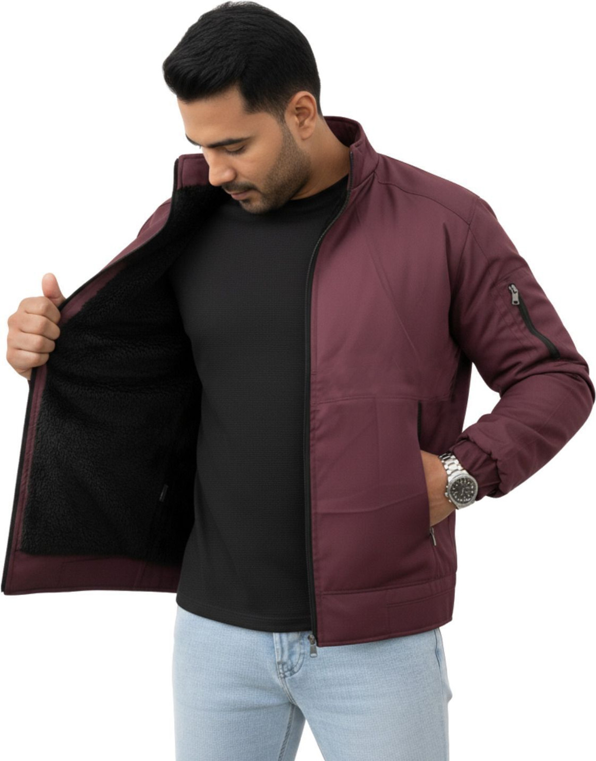 Image of NINQ Full Sleeve Solid Men Jacket