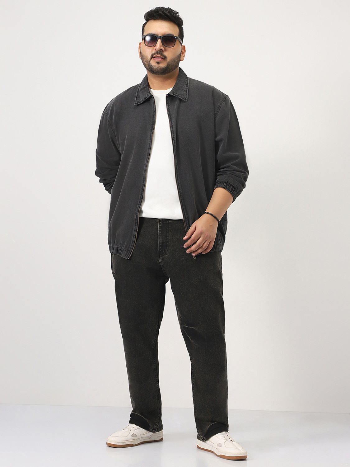 Image of Urbano Plus Full Sleeve Washed, Solid Men Denim Jacket