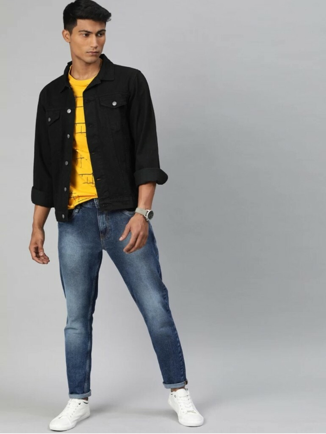 Image of Emmy Word Full Sleeve Solid Men Denim Jacket