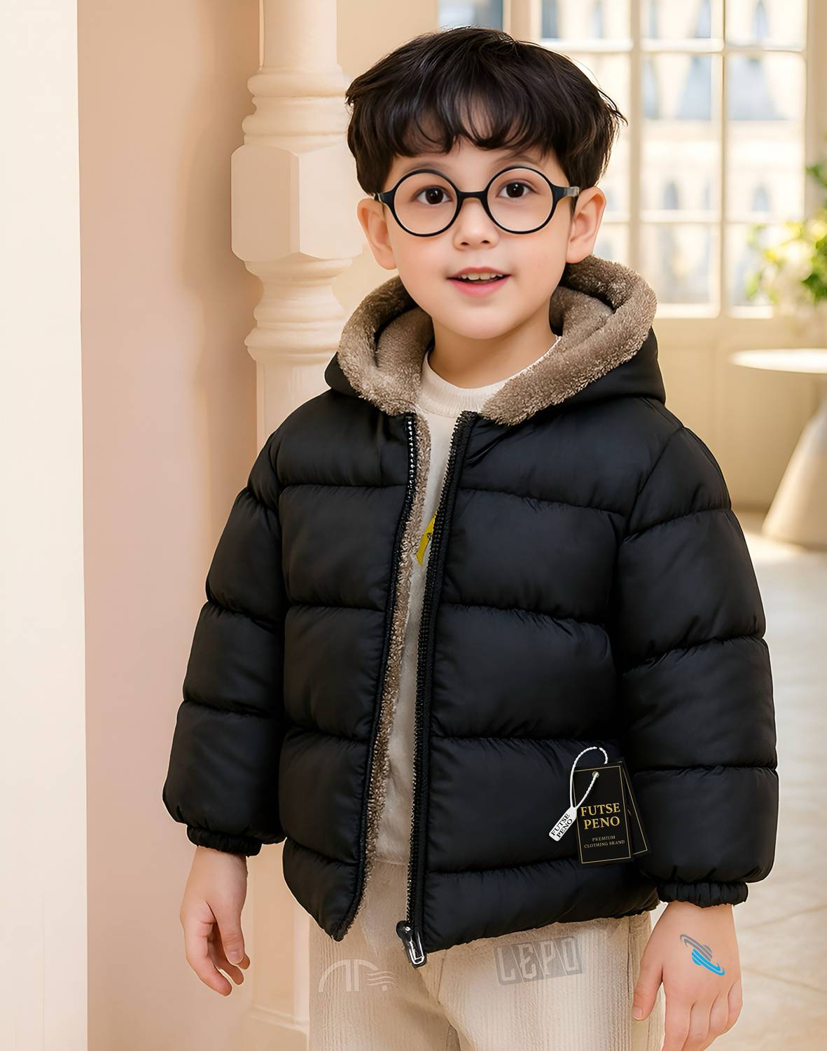 FUTSE PENO Full Sleeve Self Design Boys & Girls Jacket