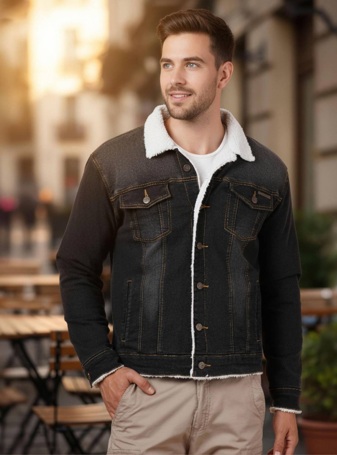 NUEVOSPORTA Full Sleeve Washed Men Denim Jacket Blue - Image 1