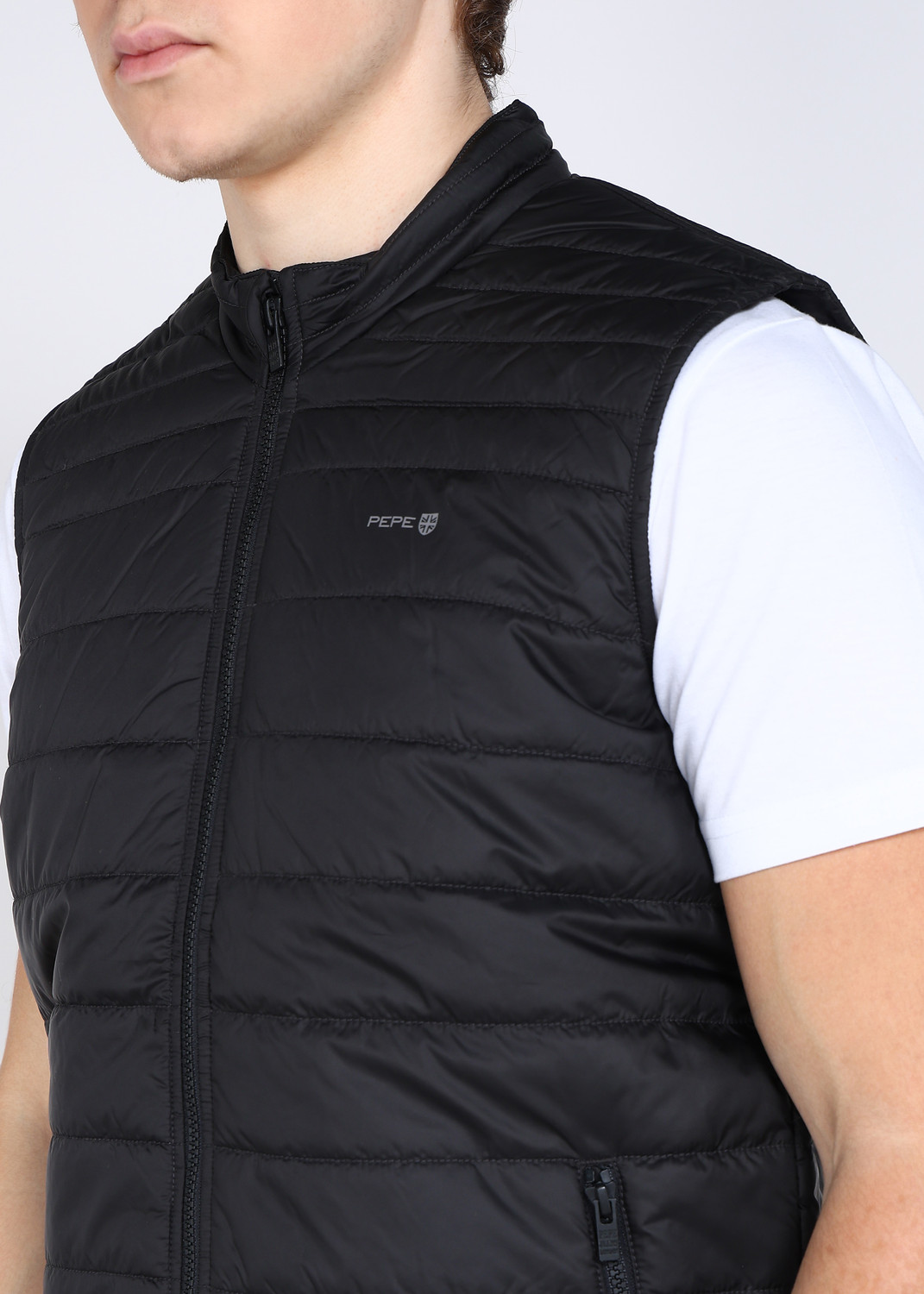 Image of Pepe Jeans Sleeveless Solid Men Jacket