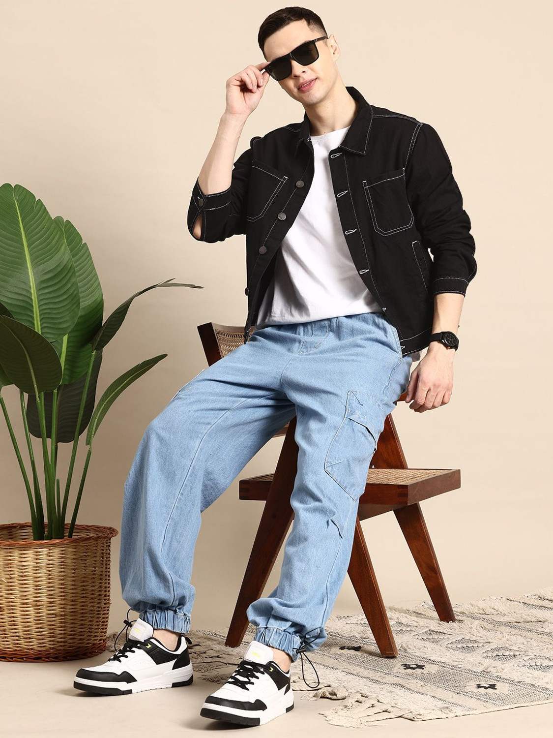 Image of Mast & Harbour Full Sleeve Solid Men Denim Jacket