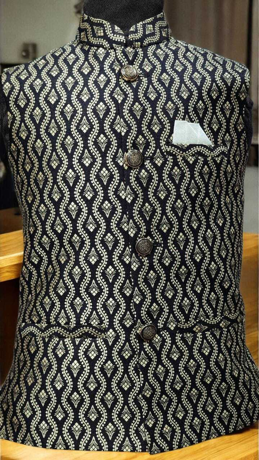 Image of AJMERI WORLD Full Sleeve Embellished Men Jacket