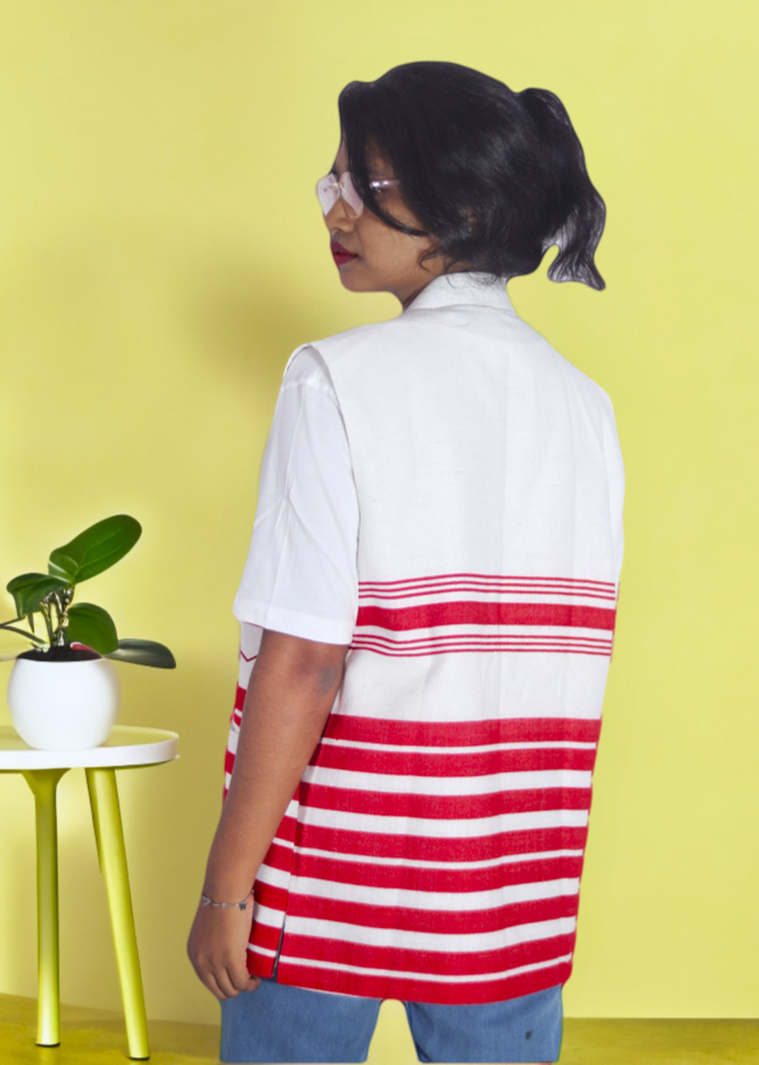 Image of ADIVASI SHOP Half Sleeve Striped Men & Women Jacket