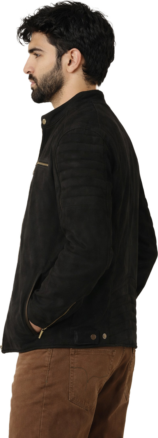 Image of Leather Retail Full Sleeve Self Design Men Jacket