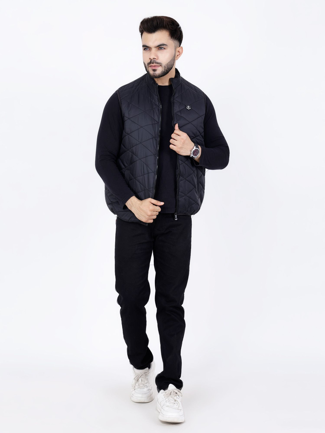 Image of Dollar Half Sleeve, Sleeveless Solid Men Jacket