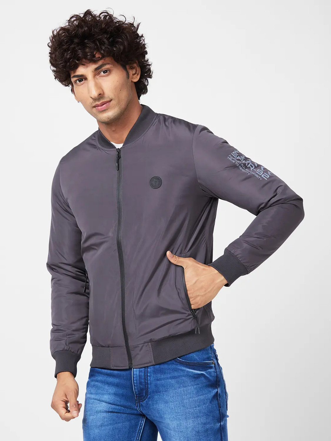 Image of Spykar Full Sleeve Solid Men Jacket