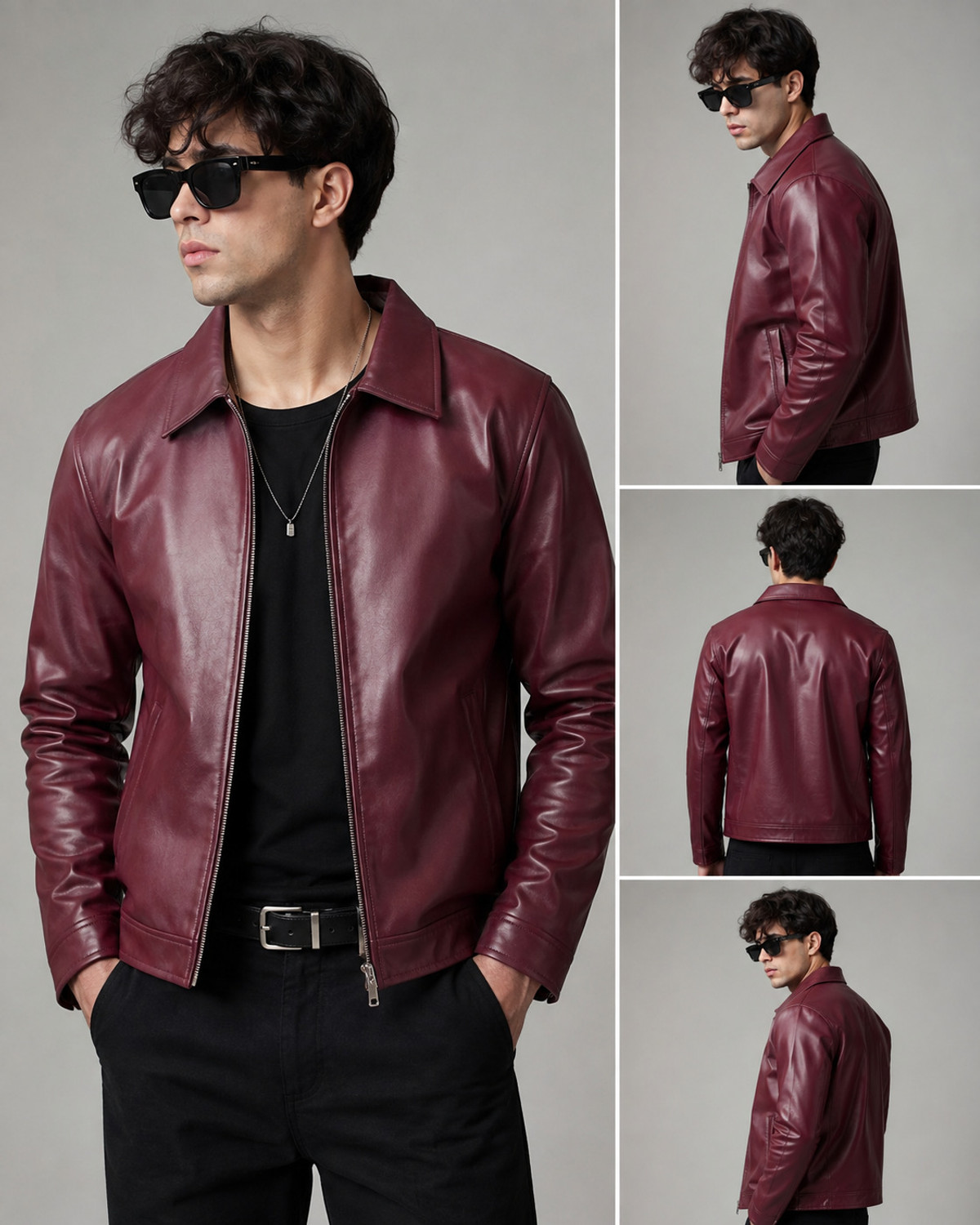 Image of FAUX HUB Men Solid Casual Jacket