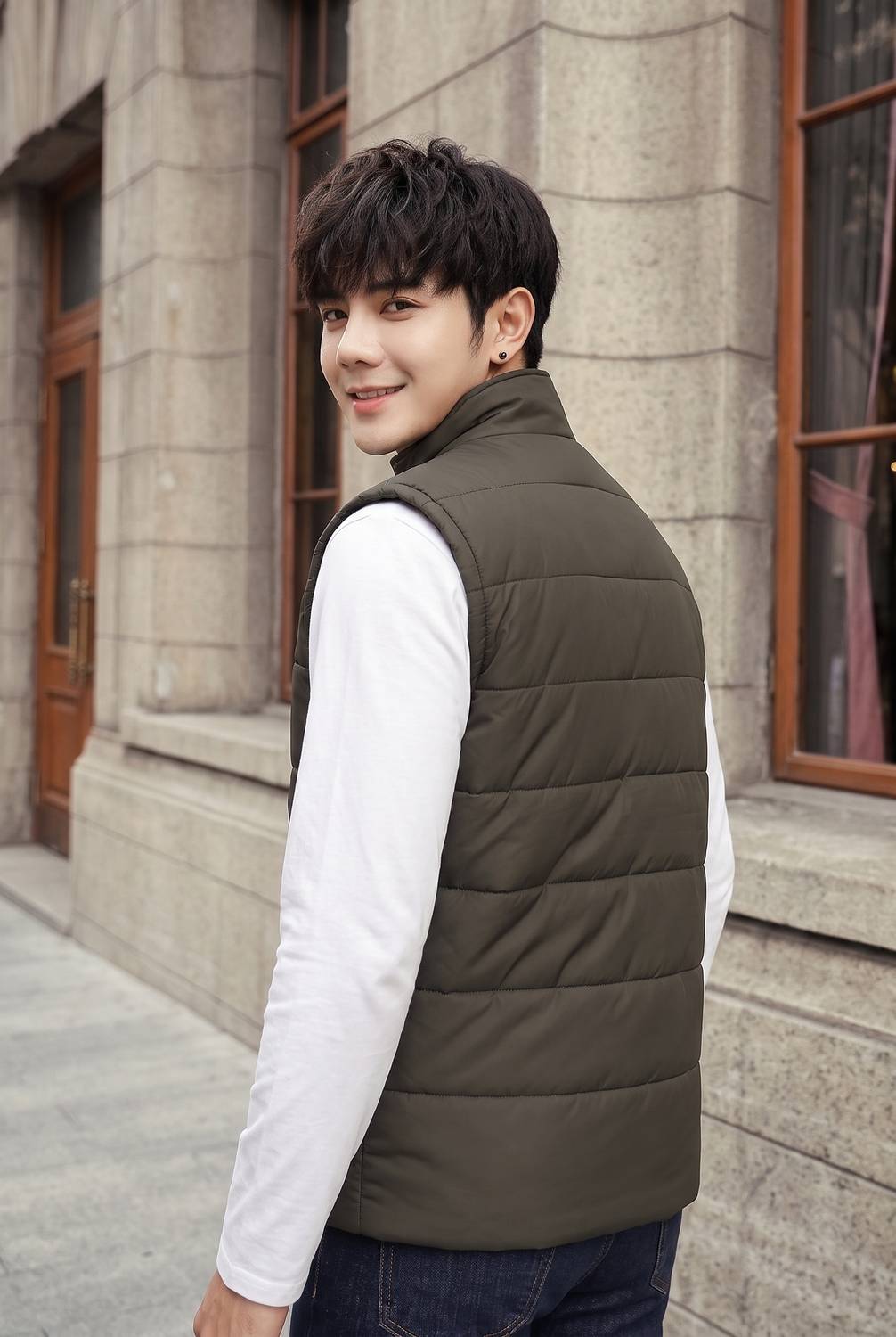 METRONAUT Men Sleeveless Self Design Jacket - Image 3