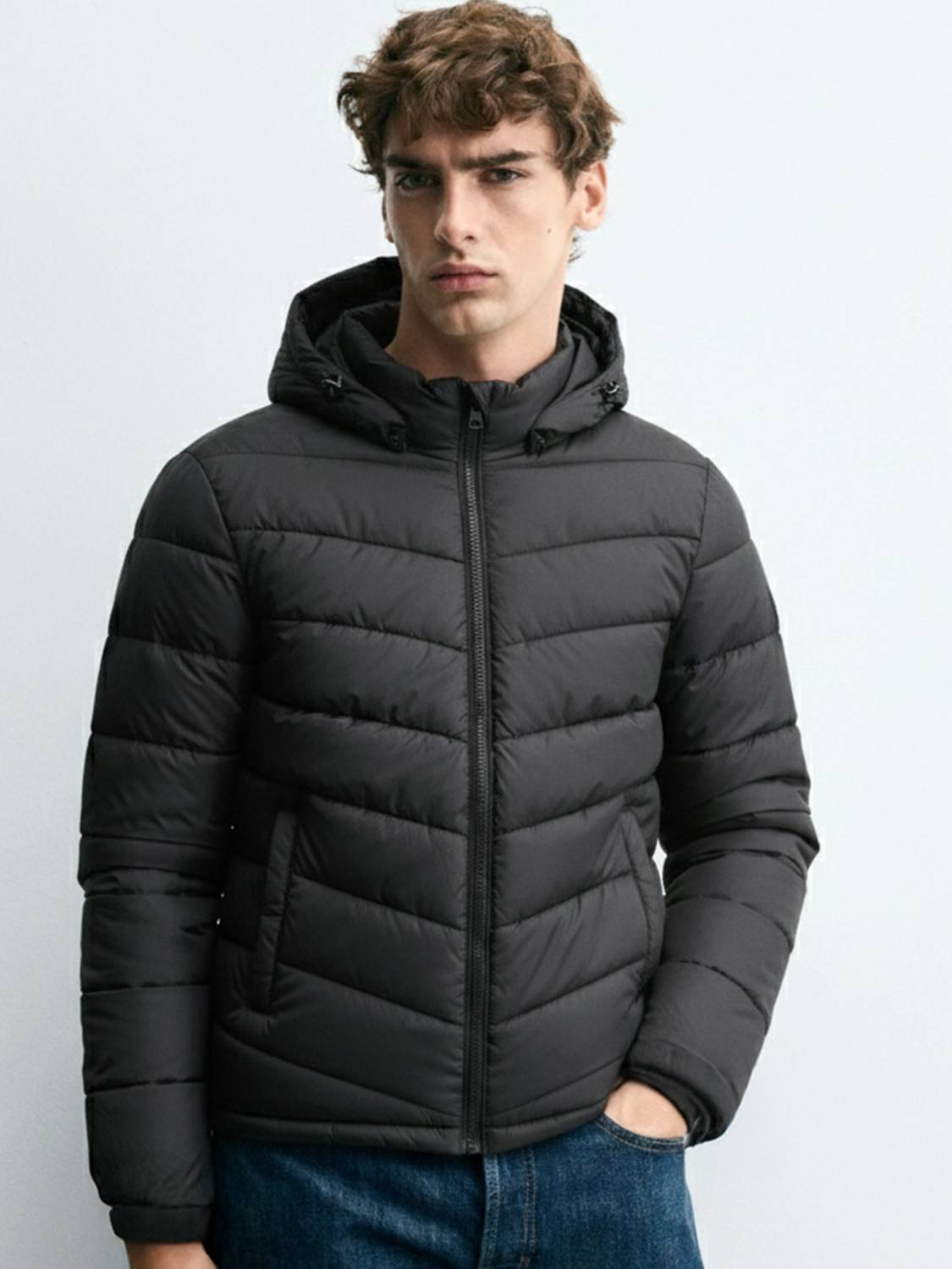 Men Solid Puffer Jacket - Image 1