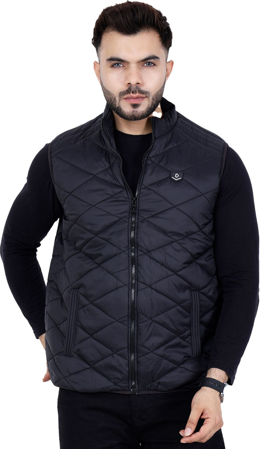 Image of Dollar Half Sleeve, Sleeveless Solid Men Jacket