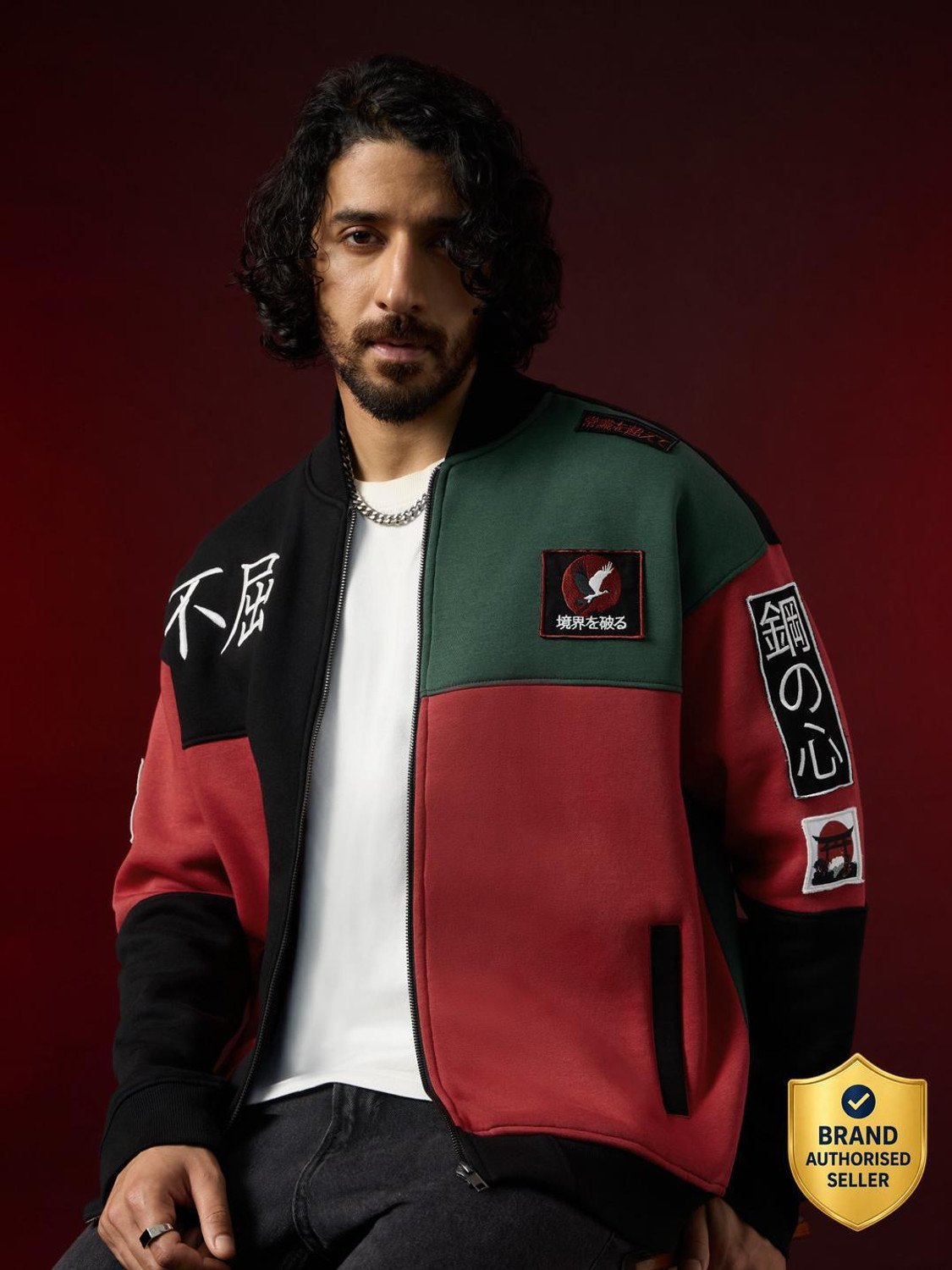 Image of The Souled Store Men Colorblock Varsity Jacket