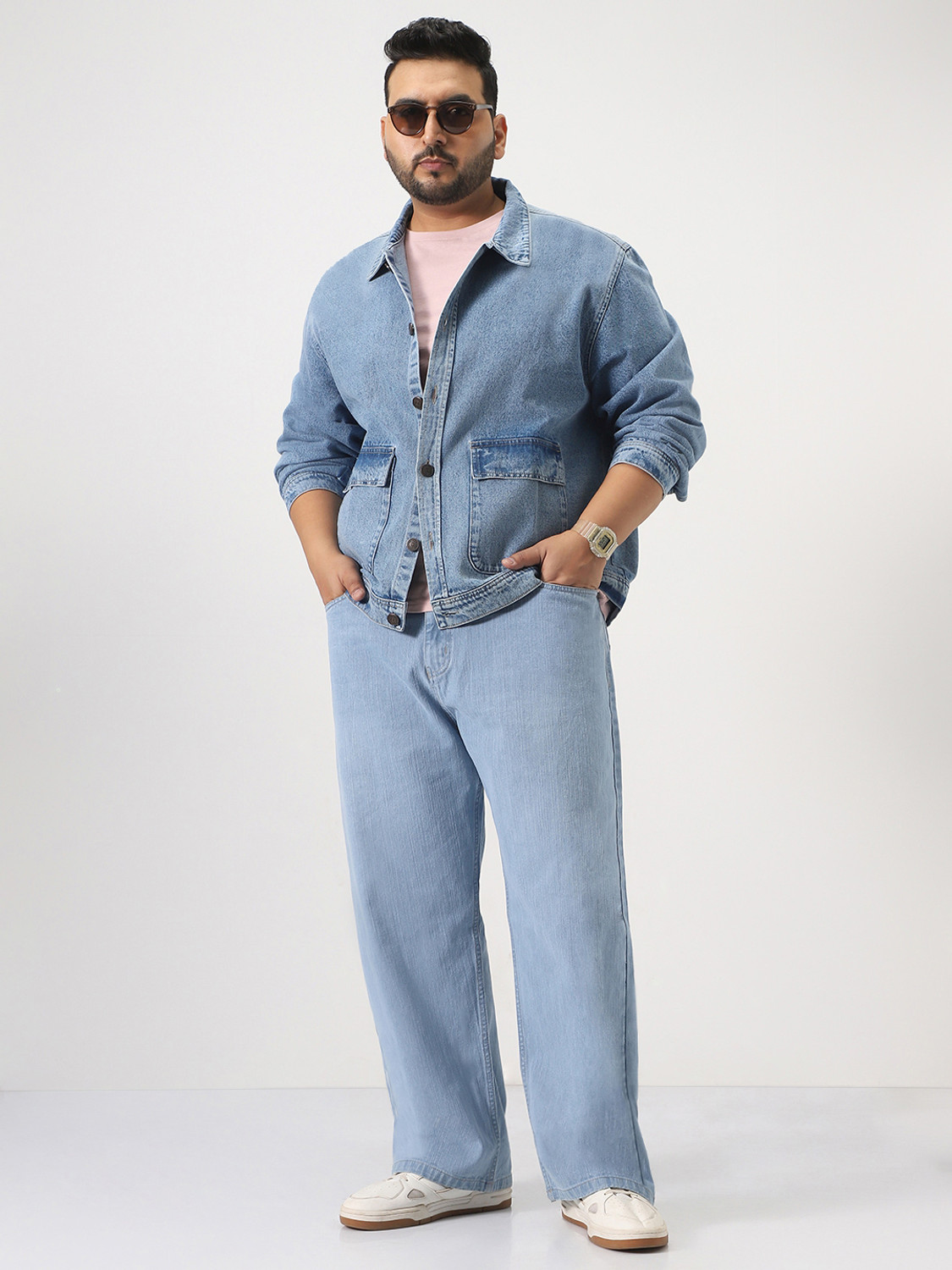 Image of Urbano Plus Full Sleeve Washed Men Denim Jacket