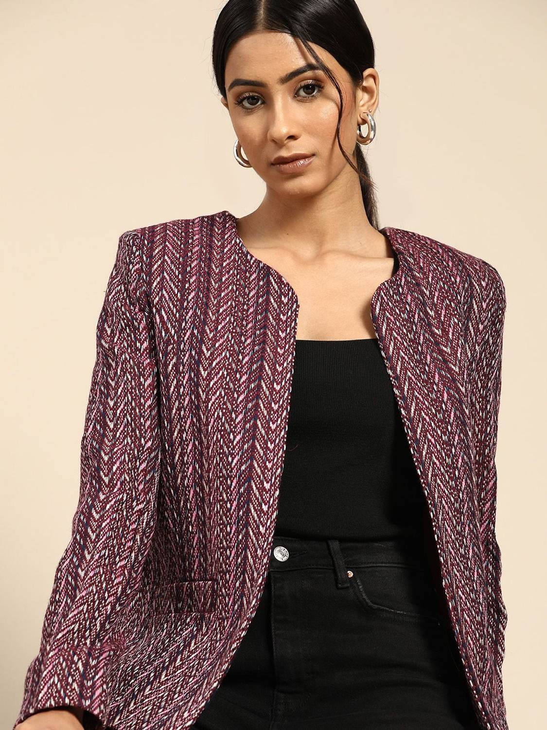 all about you Full Sleeve Striped Women Casual  Jacket
