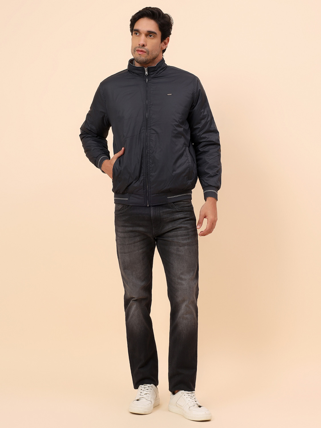 Image of CANTABIL Men Solid Bomber Jacket