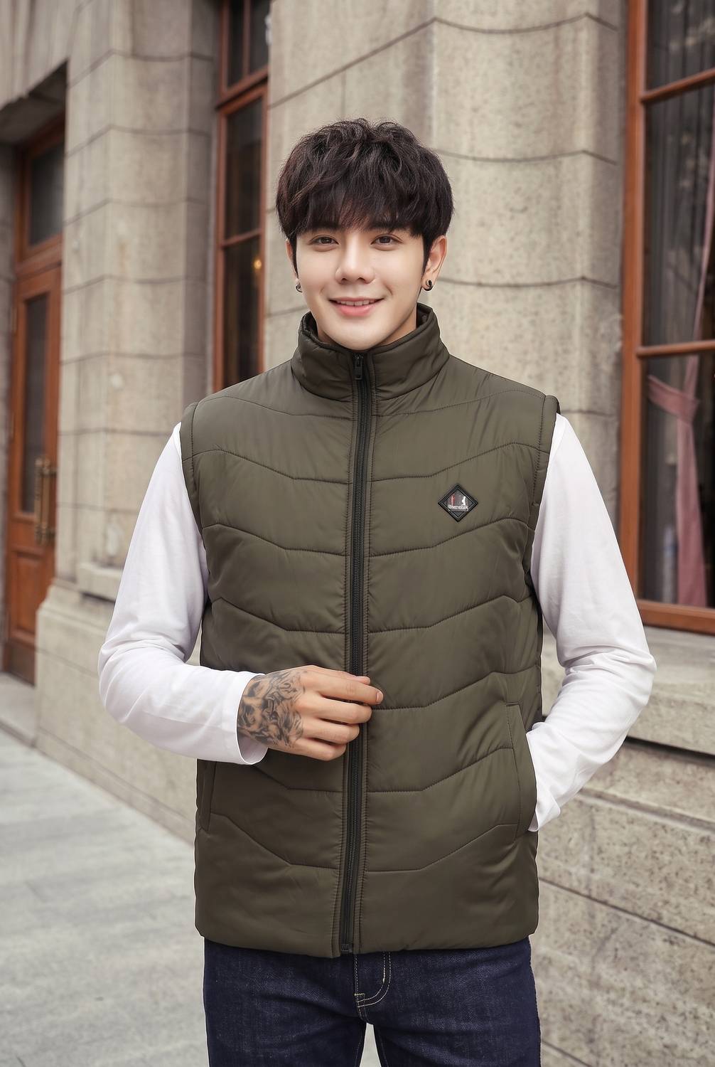 METRONAUT Men Sleeveless Self Design Jacket - Image 4