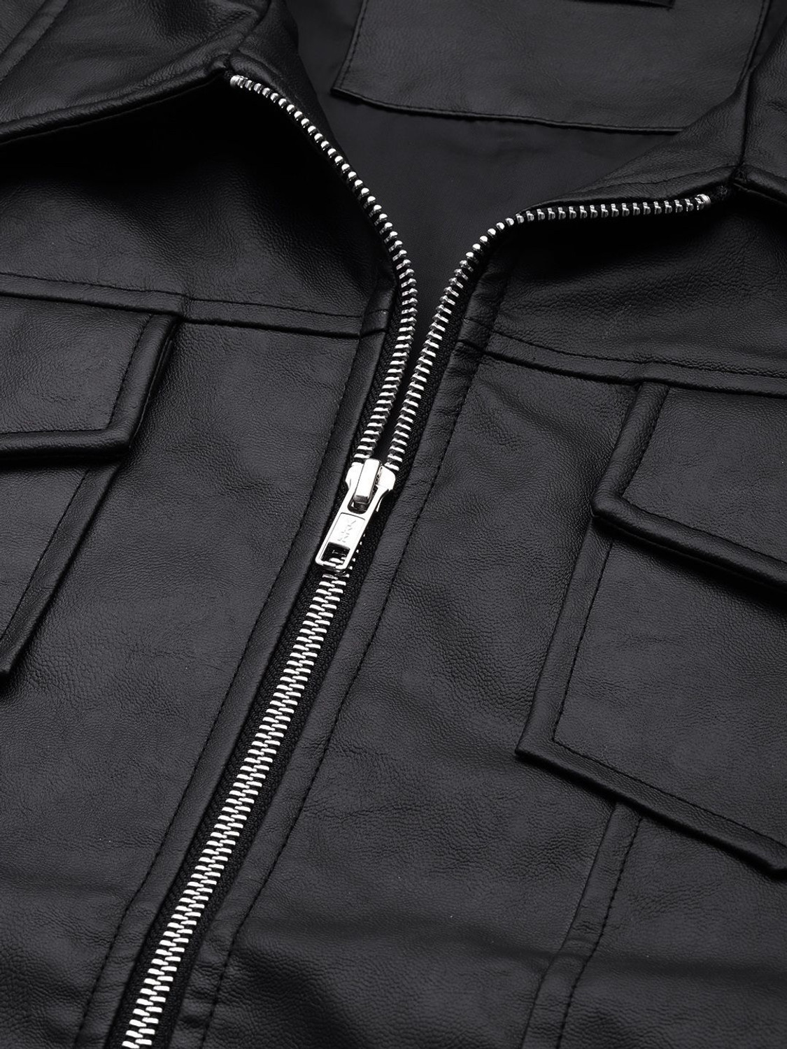 Image of HERE&NOW Full Sleeve Solid Men Biker /Riding Jacket