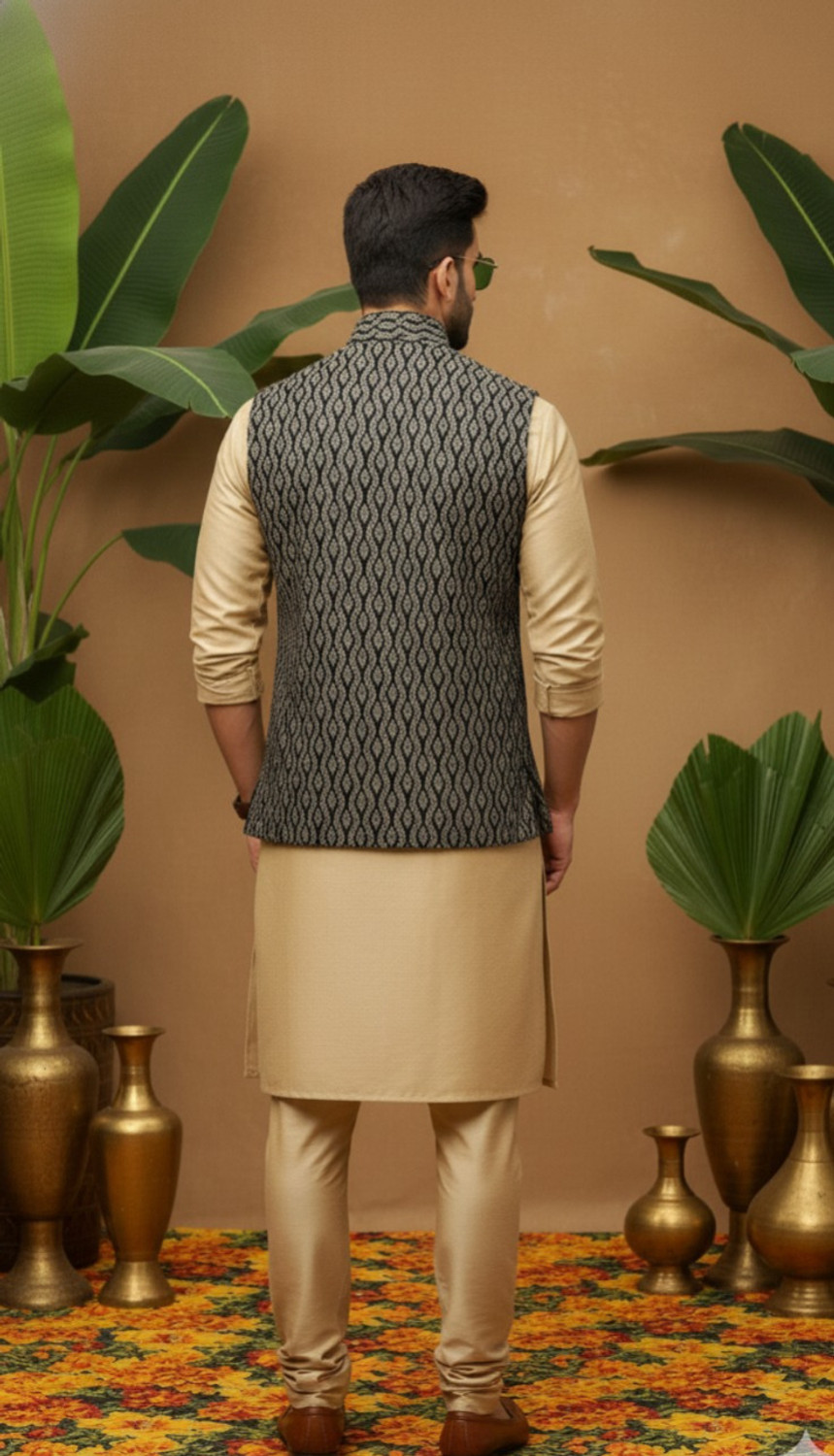 Image of AJMERI WORLD Full Sleeve Embellished Men Jacket