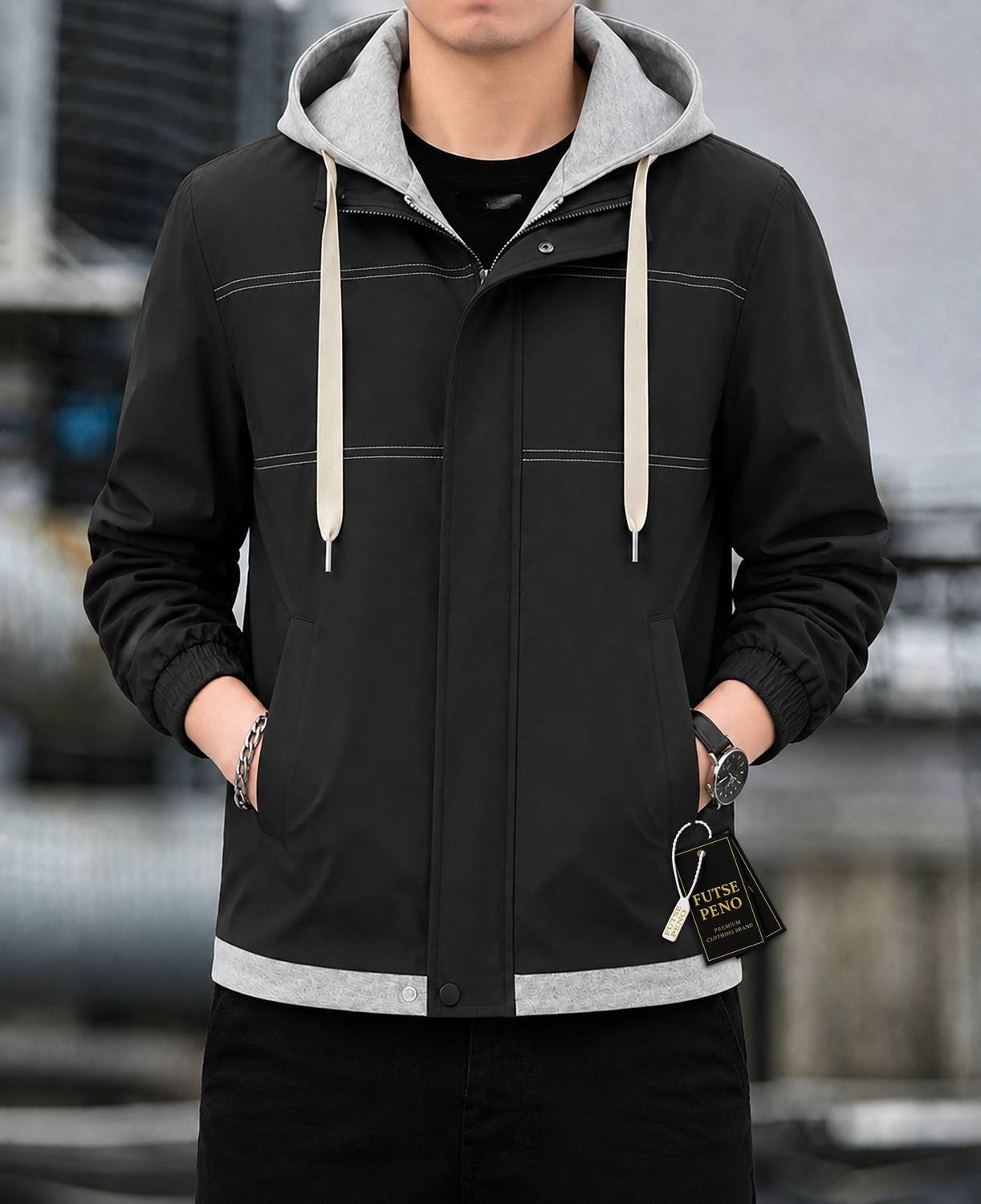 FUTSE PENO Men Colorblock Casual Jacket - Image 4